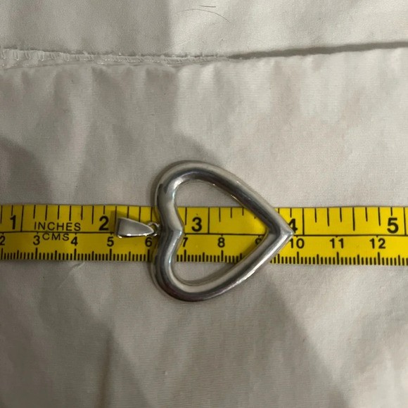 Sterling Silver Heart Pendant & Matching Heart Earrings Set Marked 925 Signed MO - Picture 3 of 14